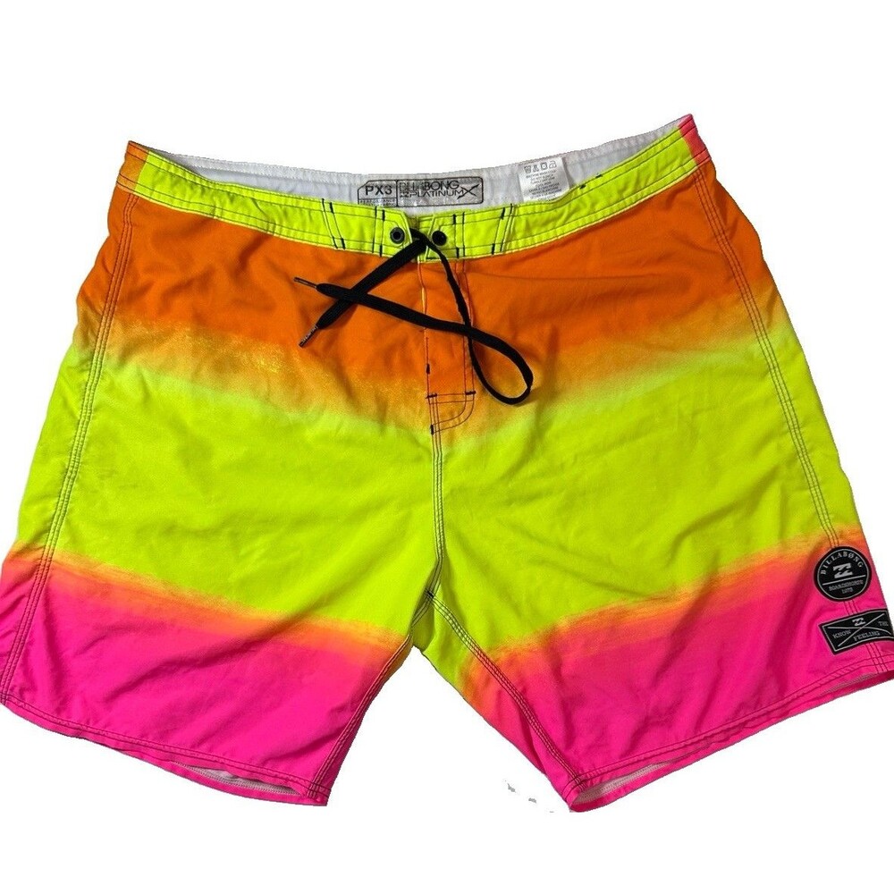 Billabong Platinum X PX3 Board Shorts Mens 36 Neon Orange Yellow Pink Gradient